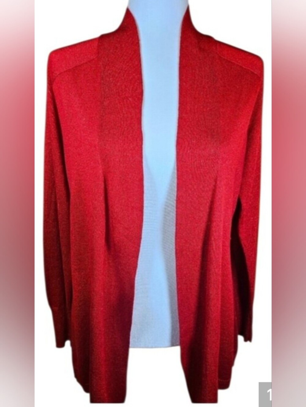 Apt. 9 Tango Red Shimmery Open Front Cardigan M EXCELLENT